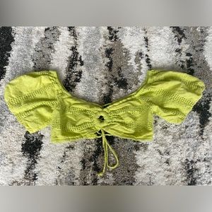 Bright Green Off The Shoulder Crop Top